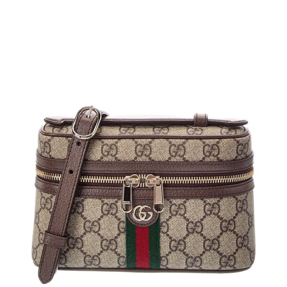 Gucci Ophidia Gg Small Canvas & Leather Toiletry Bag, Beige